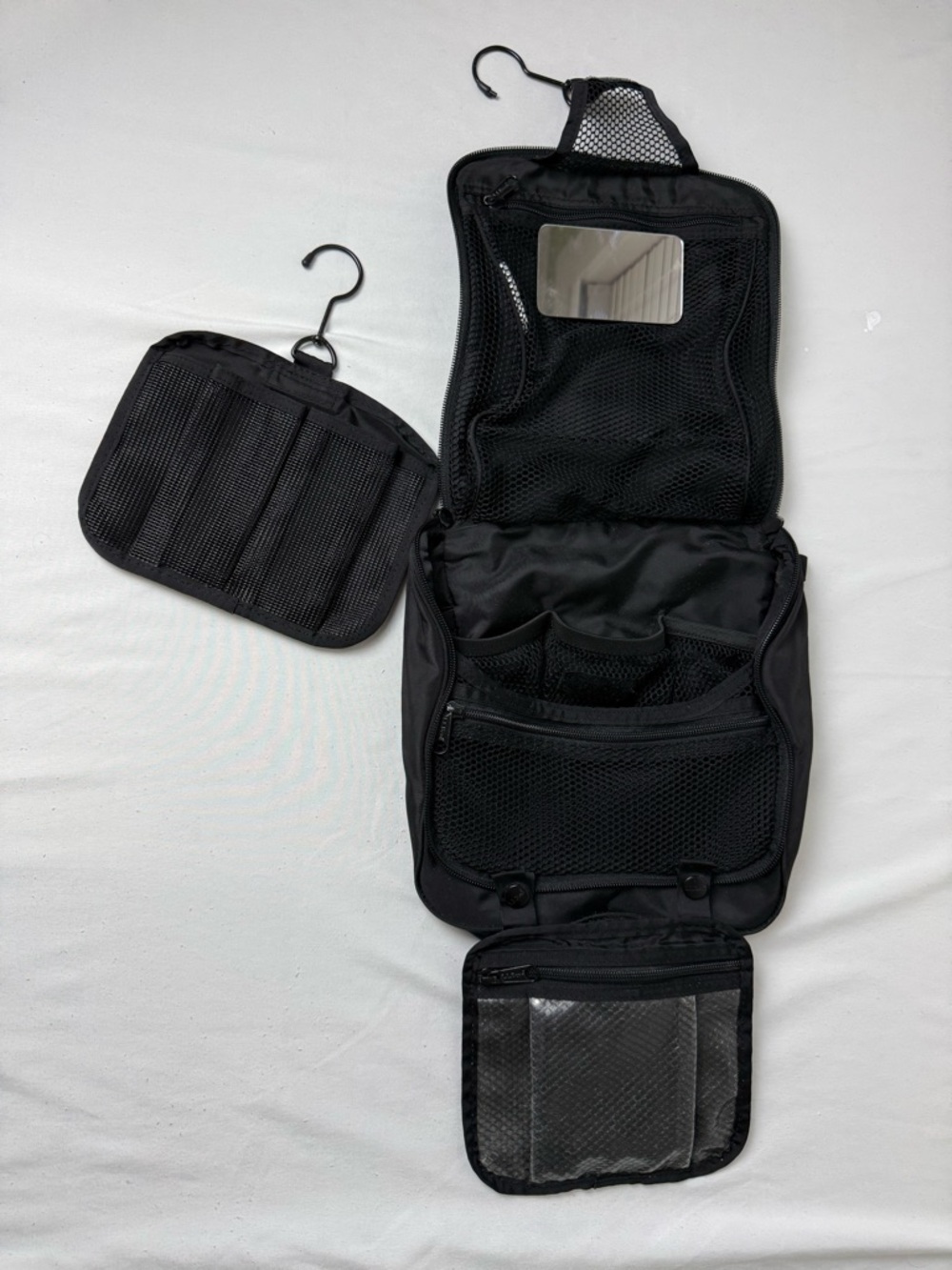 L.L. Bean Black Men's Hanging Toiletry Organizer with Mirror